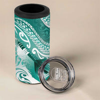 Personalised New Zealand Aotearoa Darts Masters 4 in 1 Can Cooler Tumbler Maori Art Tattoo with Tribal Dart Symbol Teal Color LT03 - Polynesian Pride