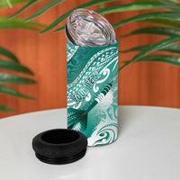 Personalised New Zealand Aotearoa Darts Masters 4 in 1 Can Cooler Tumbler Maori Art Tattoo with Tribal Dart Symbol Teal Color LT03 - Polynesian Pride