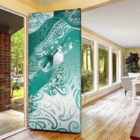 Personalised New Zealand Aotearoa Darts Masters Door Cover Maori Art Tattoo with Tribal Dart Symbol Teal Color LT03 - Polynesian Pride