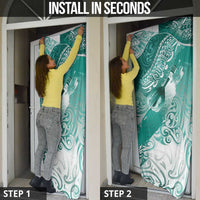 Personalised New Zealand Aotearoa Darts Masters Door Cover Maori Art Tattoo with Tribal Dart Symbol Teal Color LT03 - Polynesian Pride