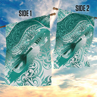Personalised New Zealand Aotearoa Darts Masters Garden Flag Maori Art Tattoo with Tribal Dart Symbol Teal Color LT03 - Polynesian Pride