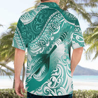 Personalised New Zealand Aotearoa Darts Masters Hawaiian Shirt Maori Art Tattoo with Tribal Dart Symbol Teal Color LT03 - Polynesian Pride