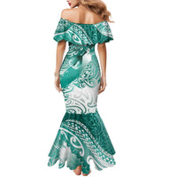 Personalised New Zealand Aotearoa Darts Masters Mermaid Dress Maori Art Tattoo with Tribal Dart Symbol Teal Color LT03 - Polynesian Pride