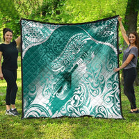Personalised New Zealand Aotearoa Darts Masters Quilt Maori Art Tattoo with Tribal Dart Symbol Teal Color LT03 - Polynesian Pride