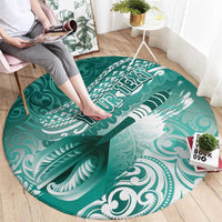 Personalised New Zealand Aotearoa Darts Masters Round Carpet Maori Art Tattoo with Tribal Dart Symbol Teal Color LT03 - Polynesian Pride