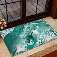 Personalised New Zealand Aotearoa Darts Masters Rubber Doormat Maori Art Tattoo with Tribal Dart Symbol Teal Color LT03 - Polynesian Pride