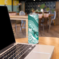 Personalised New Zealand Aotearoa Darts Masters Skinny Tumbler Maori Art Tattoo with Tribal Dart Symbol Teal Color LT03 - Polynesian Pride