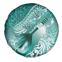 Personalised New Zealand Aotearoa Darts Masters Spare Tire Cover Maori Art Tattoo with Tribal Dart Symbol Teal Color LT03 - Polynesian Pride