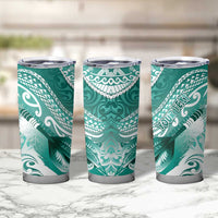 Personalised New Zealand Aotearoa Darts Masters Tumbler Cup Maori Art Tattoo with Tribal Dart Symbol Teal Color LT03 - Polynesian Pride
