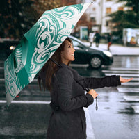 Personalised New Zealand Aotearoa Darts Masters Umbrella Maori Art Tattoo with Tribal Dart Symbol Teal Color LT03 - Polynesian Pride