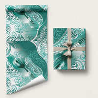 Personalised New Zealand Aotearoa Darts Masters Wrapping Paper Maori Art Tattoo with Tribal Dart Symbol Teal Color - Polynesian Pride