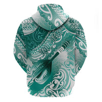 Personalised New Zealand Aotearoa Darts Masters Zip Hoodie Maori Art Tattoo with Tribal Dart Symbol Teal Color LT03 - Polynesian Pride