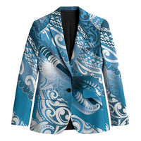 Personalised New Zealand Aotearoa Darts Masters Blazer Maori Art Tattoo with Tribal Dart Symbol Blue LT03 Unisex Blue - Polynesian Pride
