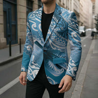 Personalised New Zealand Aotearoa Darts Masters Blazer Maori Art Tattoo with Tribal Dart Symbol Blue LT03 - Polynesian Pride