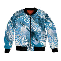 Personalised New Zealand Aotearoa Darts Masters Bomber Jacket Maori Art Tattoo with Tribal Dart Symbol Blue LT03 Unisex Blue - Polynesian Pride