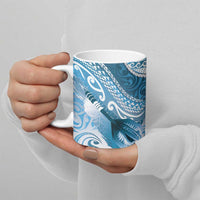 Personalised New Zealand Aotearoa Darts Masters Ceramic Mug Maori Art Tattoo with Tribal Dart Symbol Blue LT03 - Polynesian Pride