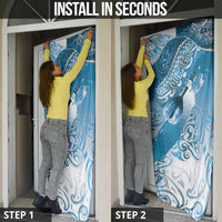 Personalised New Zealand Aotearoa Darts Masters Door Cover Maori Art Tattoo with Tribal Dart Symbol Blue LT03 - Polynesian Pride