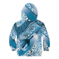 Personalised New Zealand Aotearoa Darts Masters Kid Hoodie Maori Art Tattoo with Tribal Dart Symbol Blue LT03 - Polynesian Pride