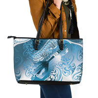 Personalised New Zealand Aotearoa Darts Masters Leather Tote Bag Maori Art Tattoo with Tribal Dart Symbol Blue LT03 - Polynesian Pride