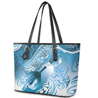 Personalised New Zealand Aotearoa Darts Masters Leather Tote Bag Maori Art Tattoo with Tribal Dart Symbol Blue LT03 - Polynesian Pride