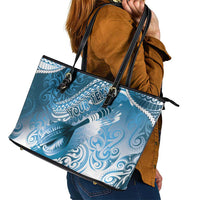 Personalised New Zealand Aotearoa Darts Masters Leather Tote Bag Maori Art Tattoo with Tribal Dart Symbol Blue LT03 - Polynesian Pride