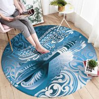 Personalised New Zealand Aotearoa Darts Masters Round Carpet Maori Art Tattoo with Tribal Dart Symbol Blue LT03 - Polynesian Pride