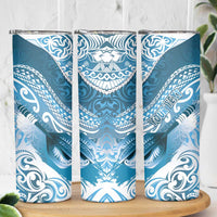 Personalised New Zealand Aotearoa Darts Masters Skinny Tumbler Maori Art Tattoo with Tribal Dart Symbol Blue LT03 - Polynesian Pride