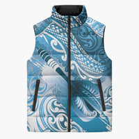 Personalised New Zealand Aotearoa Darts Masters Sleeveless Puffer Jacket Maori Art Tattoo with Tribal Dart Symbol Blue LT03 Unisex Blue - Polynesian Pride