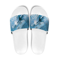 Personalised New Zealand Aotearoa Darts Masters Slide Sandals Maori Art Tattoo with Tribal Dart Symbol Blue LT03 Blue - Polynesian Pride