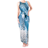 Personalised New Zealand Aotearoa Darts Masters Tank Maxi Dress Maori Art Tattoo with Tribal Dart Symbol Blue LT03 Women Blue - Polynesian Pride