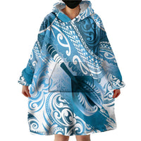 Personalised New Zealand Aotearoa Darts Masters Wearable Blanket Hoodie Maori Art Tattoo with Tribal Dart Symbol Blue LT03 - Polynesian Pride