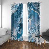 Personalised New Zealand Aotearoa Darts Masters Window Curtain Maori Art Tattoo with Tribal Dart Symbol Blue LT03 With Grommets Blue - Polynesian Pride