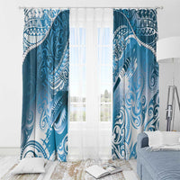 Personalised New Zealand Aotearoa Darts Masters Window Curtain Maori Art Tattoo with Tribal Dart Symbol Blue LT03 - Polynesian Pride