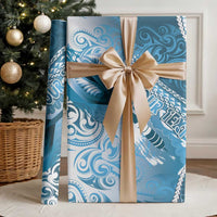 Personalised New Zealand Aotearoa Darts Masters Wrapping Paper Maori Art Tattoo with Tribal Dart Symbol Blue - Polynesian Pride