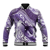 Personalised New Zealand Aotearoa Darts Masters Baseball Jacket Maori Art Tattoo with Tribal Dart Symbol Purple LT03 Unisex Purple - Polynesian Pride