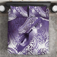 Personalised New Zealand Aotearoa Darts Masters Bedding Set Maori Art Tattoo with Tribal Dart Symbol Purple - Polynesian Pride