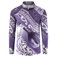 Personalised New Zealand Aotearoa Darts Masters Button Sweatshirt Maori Art Tattoo with Tribal Dart Symbol Purple LT03 Purple - Polynesian Pride