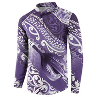 Personalised New Zealand Aotearoa Darts Masters Button Sweatshirt Maori Art Tattoo with Tribal Dart Symbol Purple LT03 - Polynesian Pride