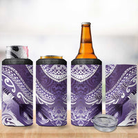 Personalised New Zealand Aotearoa Darts Masters 4 in 1 Can Cooler Tumbler Maori Art Tattoo with Tribal Dart Symbol Purple LT03 - Polynesian Pride