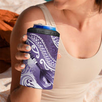 Personalised New Zealand Aotearoa Darts Masters 4 in 1 Can Cooler Tumbler Maori Art Tattoo with Tribal Dart Symbol Purple LT03 - Polynesian Pride