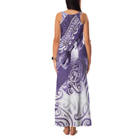 Personalised New Zealand Aotearoa Darts Masters Family Matching Tank Maxi Dress and Hawaiian Shirt Maori Art Tattoo with Tribal Dart Symbol Purple LT03 - Polynesian Pride