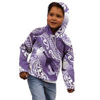 Personalised New Zealand Aotearoa Darts Masters Kid Hoodie Maori Art Tattoo with Tribal Dart Symbol Purple LT03 - Polynesian Pride