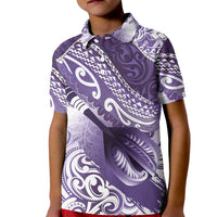 Personalised New Zealand Aotearoa Darts Masters Kid Polo Shirt Maori Art Tattoo with Tribal Dart Symbol Purple LT03 Kid Purple - Polynesian Pride