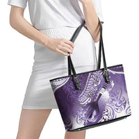 Personalised New Zealand Aotearoa Darts Masters Leather Tote Bag Maori Art Tattoo with Tribal Dart Symbol Purple LT03 - Polynesian Pride
