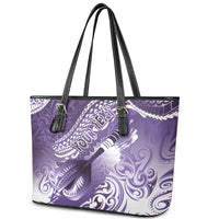 Personalised New Zealand Aotearoa Darts Masters Leather Tote Bag Maori Art Tattoo with Tribal Dart Symbol Purple LT03 - Polynesian Pride