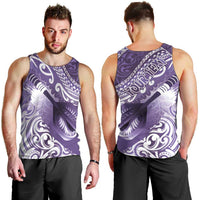 Personalised New Zealand Aotearoa Darts Masters Men Tank Top Maori Art Tattoo with Tribal Dart Symbol Purple LT03 - Polynesian Pride
