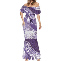 Personalised New Zealand Aotearoa Darts Masters Mermaid Dress Maori Art Tattoo with Tribal Dart Symbol Purple LT03 - Polynesian Pride