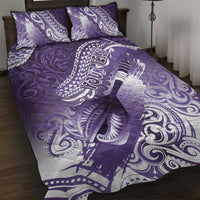 Personalised New Zealand Aotearoa Darts Masters Quilt Bed Set Maori Art Tattoo with Tribal Dart Symbol Purple LT03 Purple - Polynesian Pride