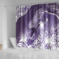 Personalised New Zealand Aotearoa Darts Masters Shower Curtain Maori Art Tattoo with Tribal Dart Symbol Purple LT03 - Polynesian Pride