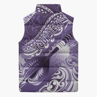 Personalised New Zealand Aotearoa Darts Masters Sleeveless Puffer Jacket Maori Art Tattoo with Tribal Dart Symbol Purple LT03 - Polynesian Pride